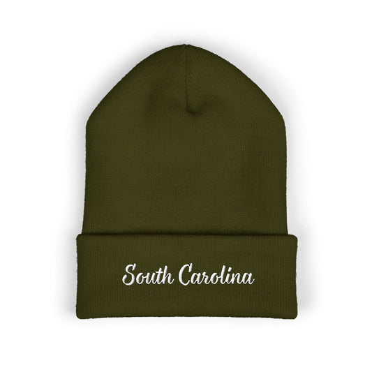 South Carolina Embroidered Cuffed Beanie - Classic State Script Knit Cap