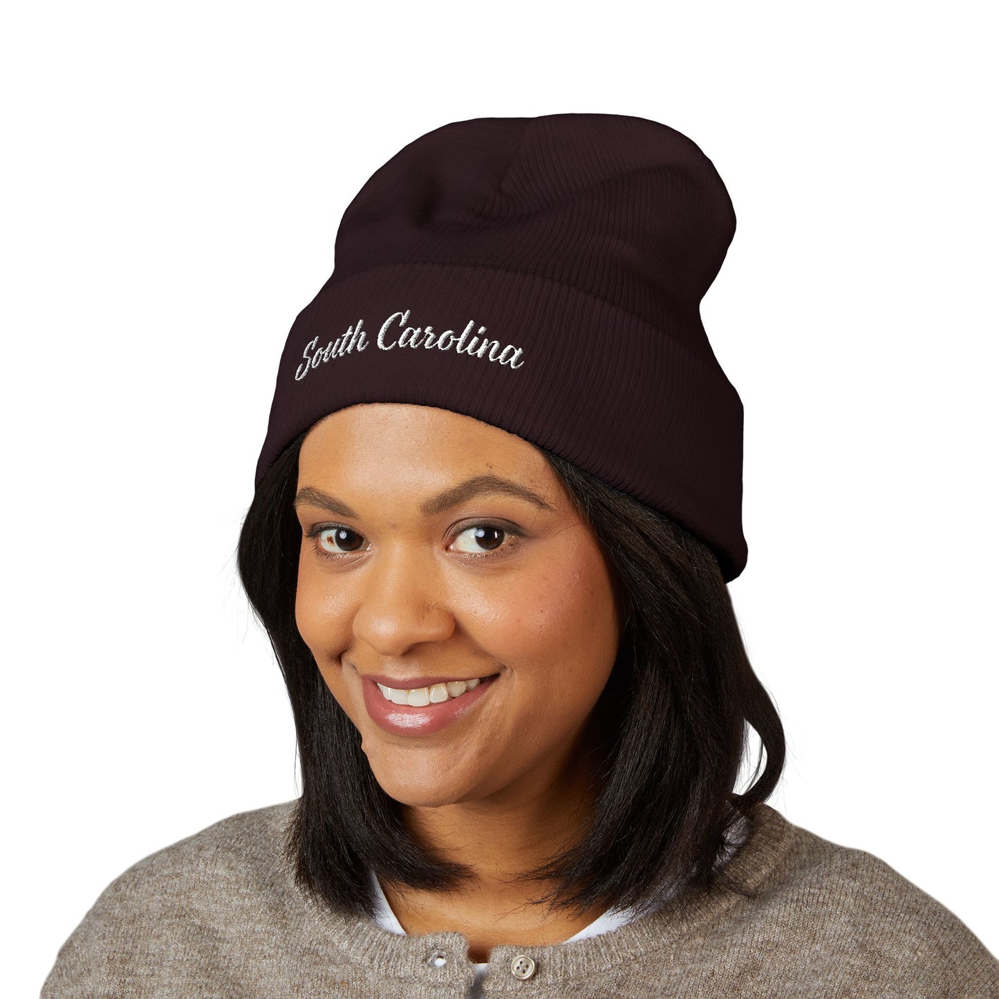 South Carolina Embroidered Cuffed Beanie - Classic State Script Knit Cap