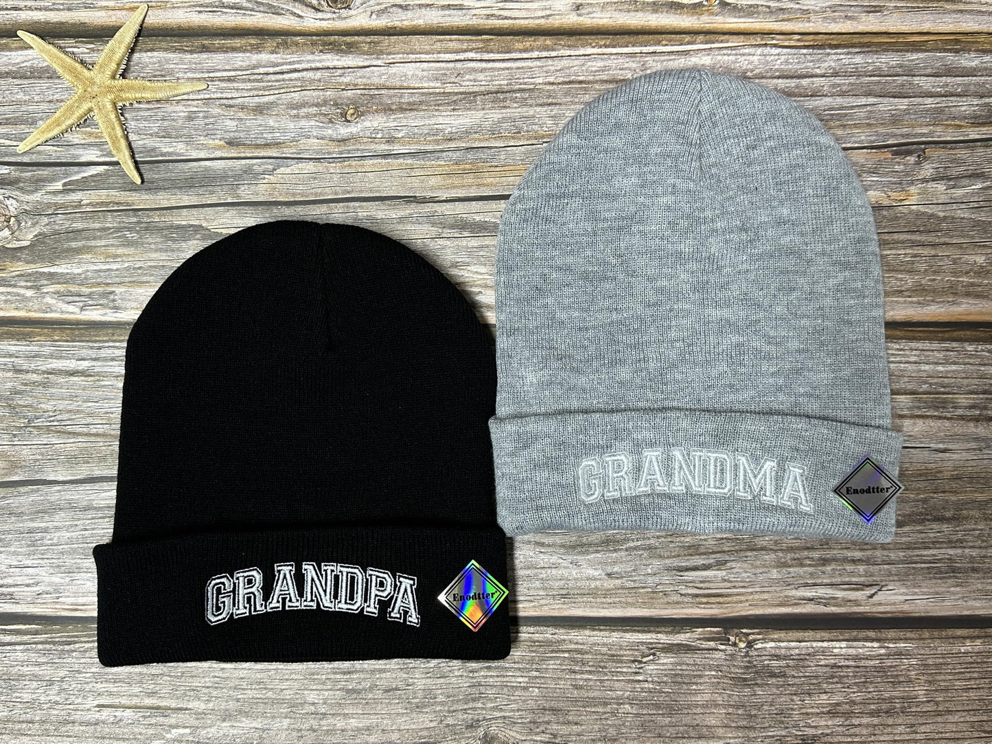 Mr Mrs Grandpa Grandma Dad Mom Hubby Wifey Beanie Hats