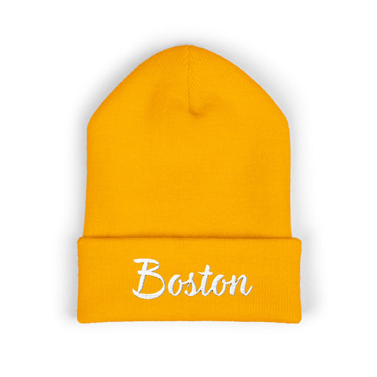Boston Embroidered Cuffed Beanie