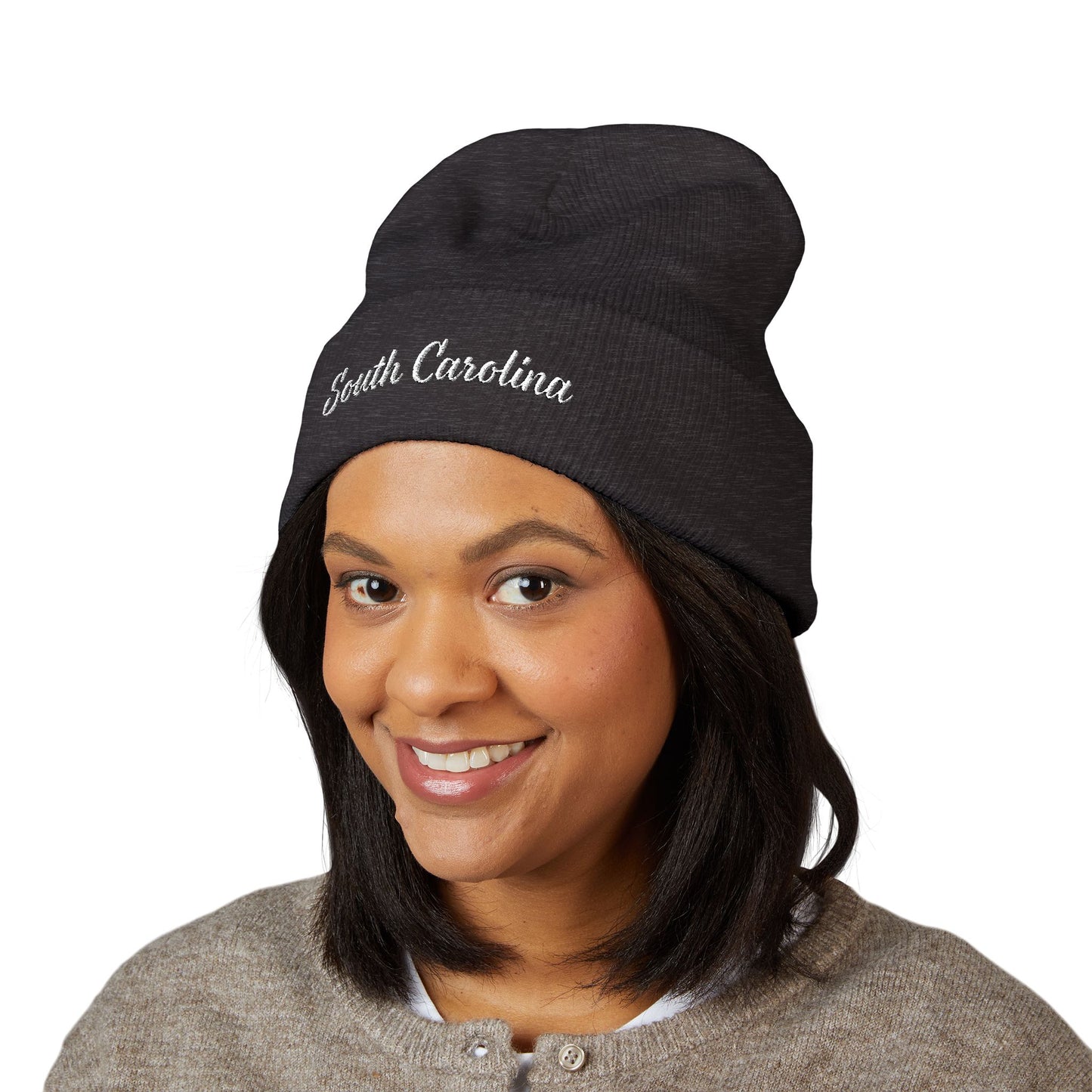 South Carolina Embroidered Cuffed Beanie - Classic State Script Knit Cap