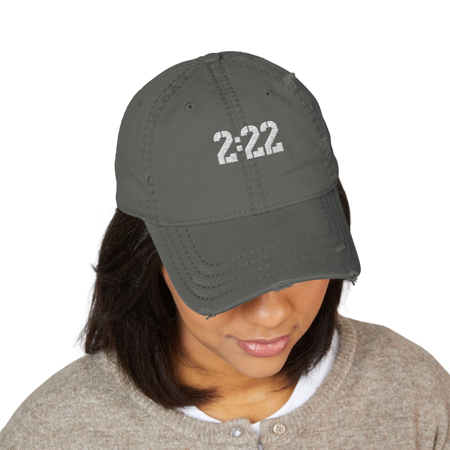 2 22 Embroidered Dad Hat Distressed Baseball Cap