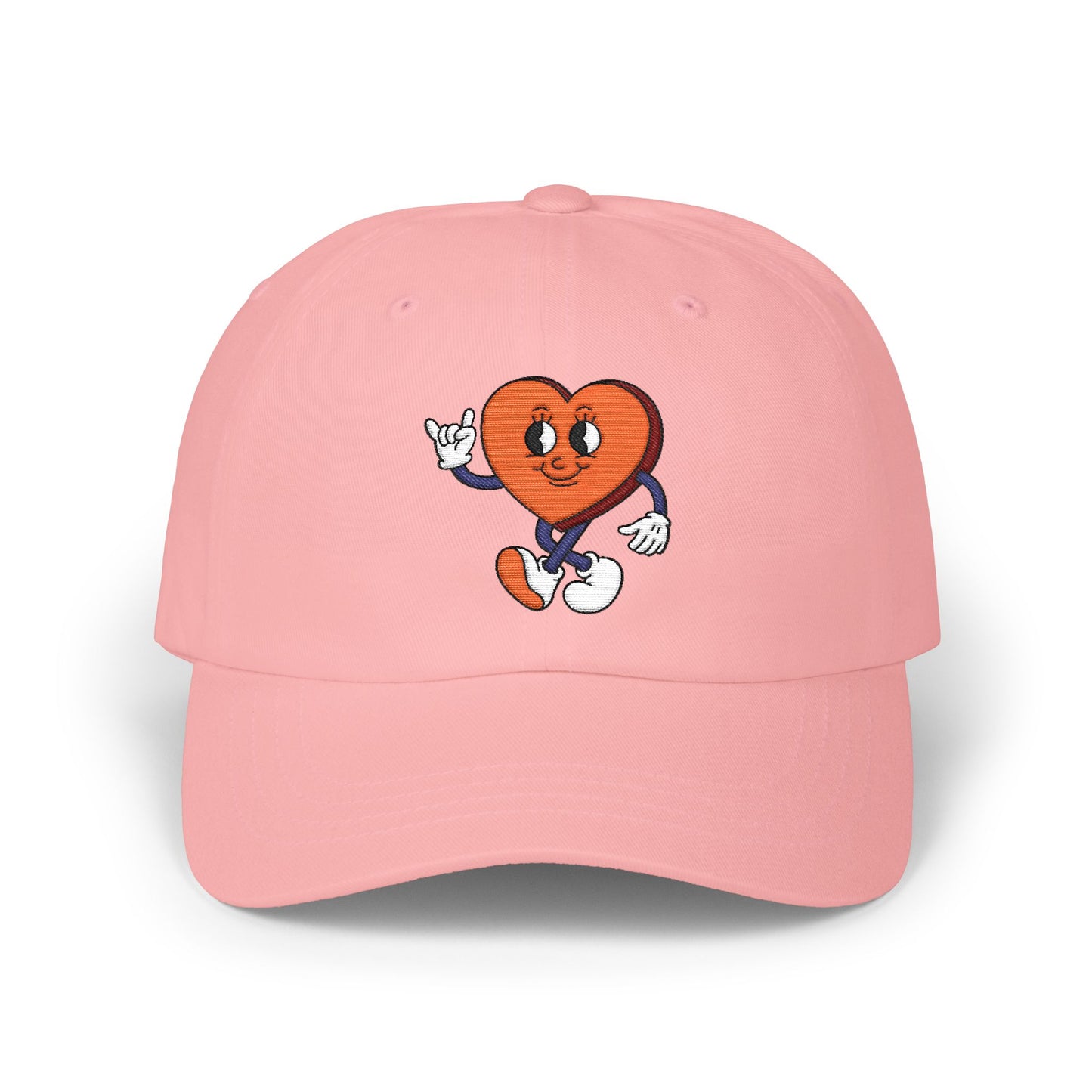Heart Character Dad Cap — Cute Vintage Cartoon Heart Embroidered Hat