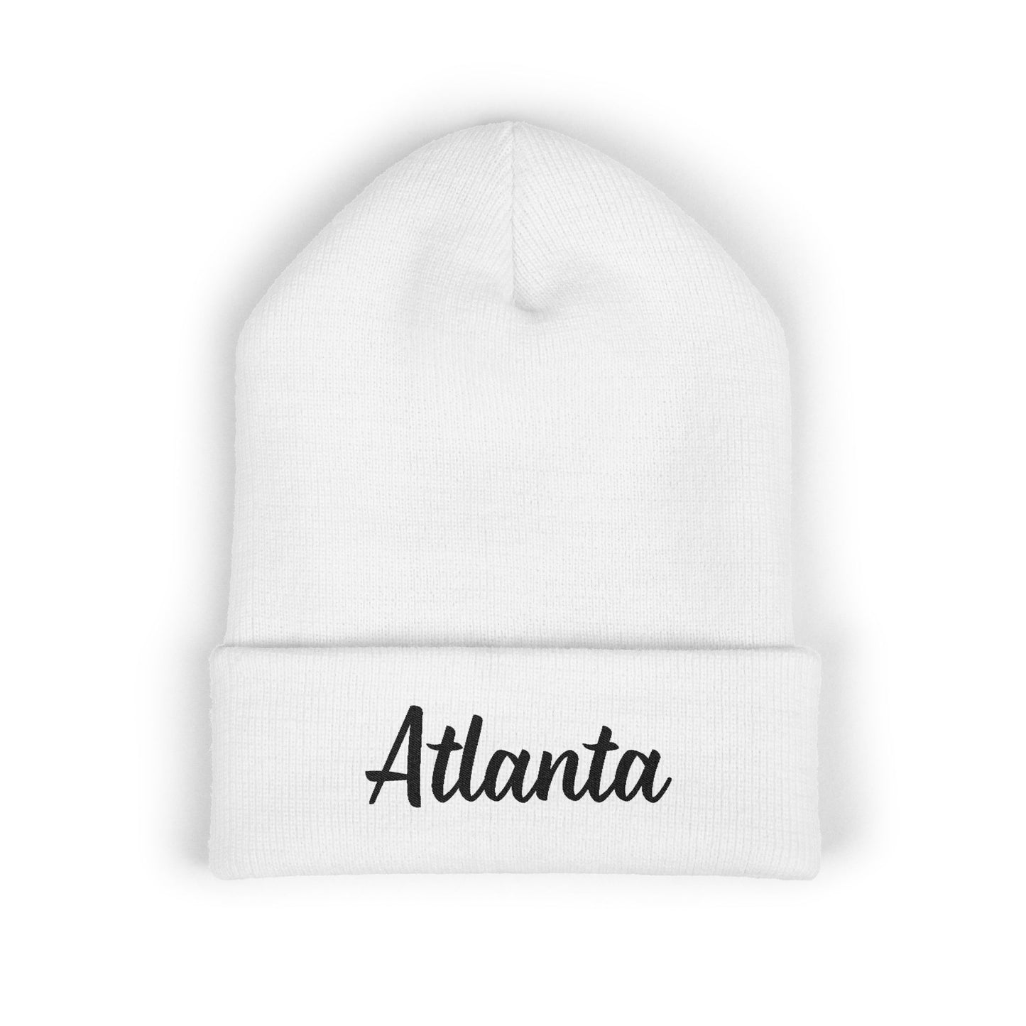 Atlanta Embroidered Cuffed Beanie — Classic Script Knit Hat