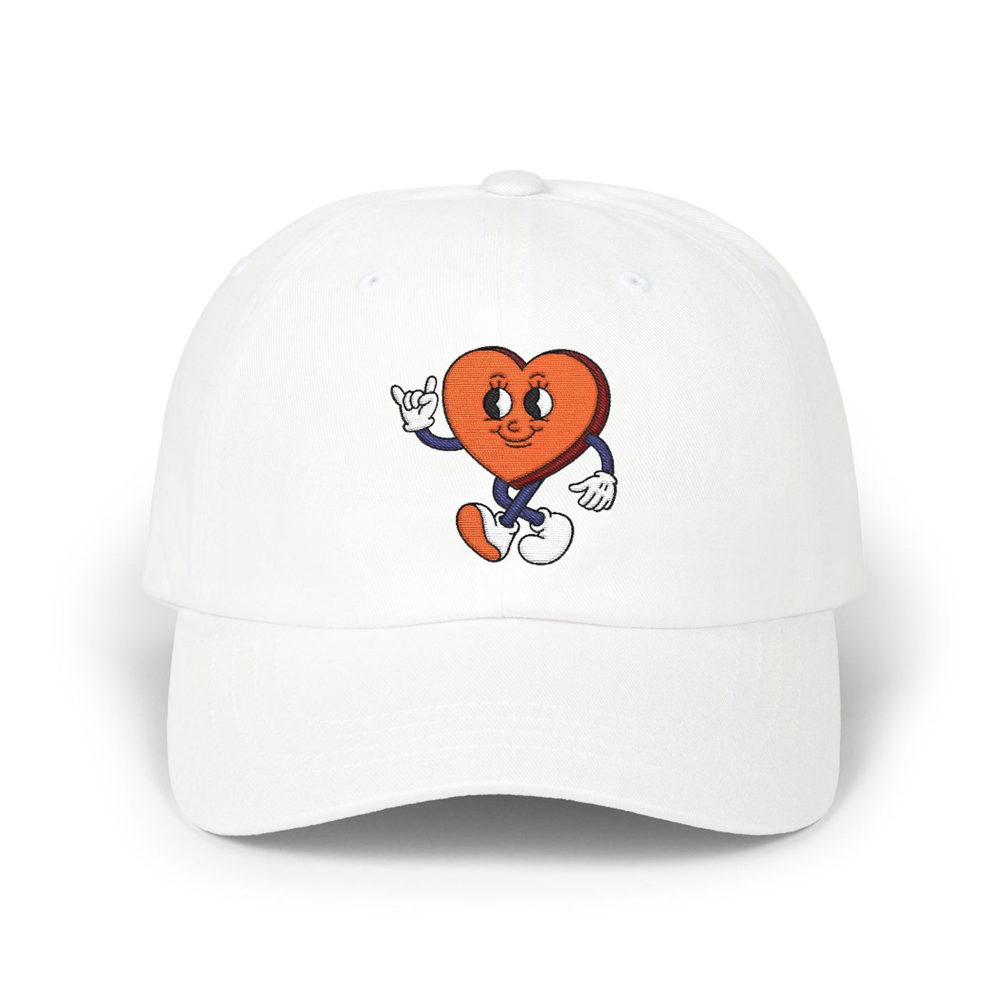 Heart Character Dad Cap — Cute Vintage Cartoon Heart Embroidered Hat