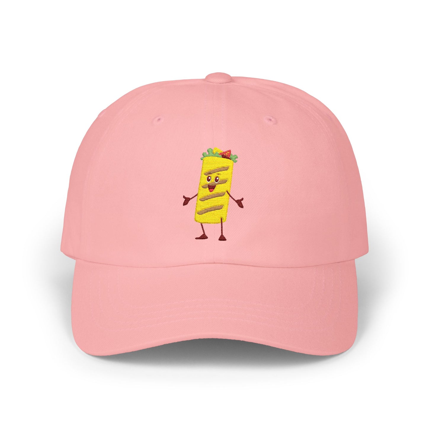Burrito Character Dad Cap — Cute Embroidered Burrito Hat for Foodie Gifts