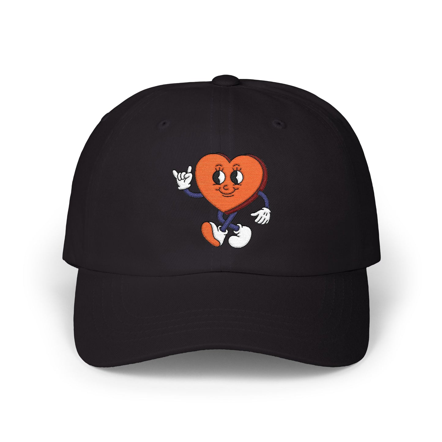 Heart Character Dad Cap — Cute Vintage Cartoon Heart Embroidered Hat