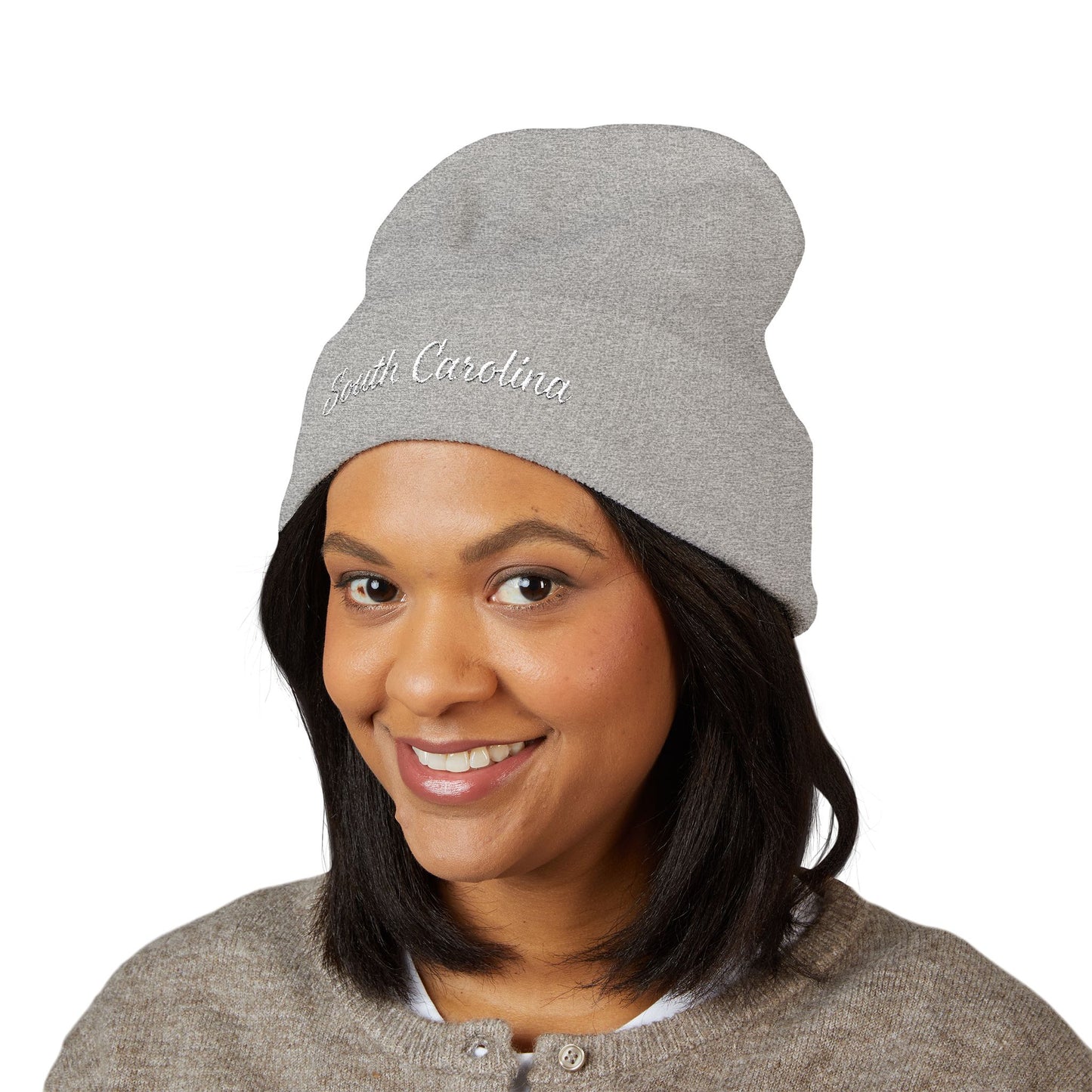 South Carolina Embroidered Cuffed Beanie - Classic State Script Knit Cap