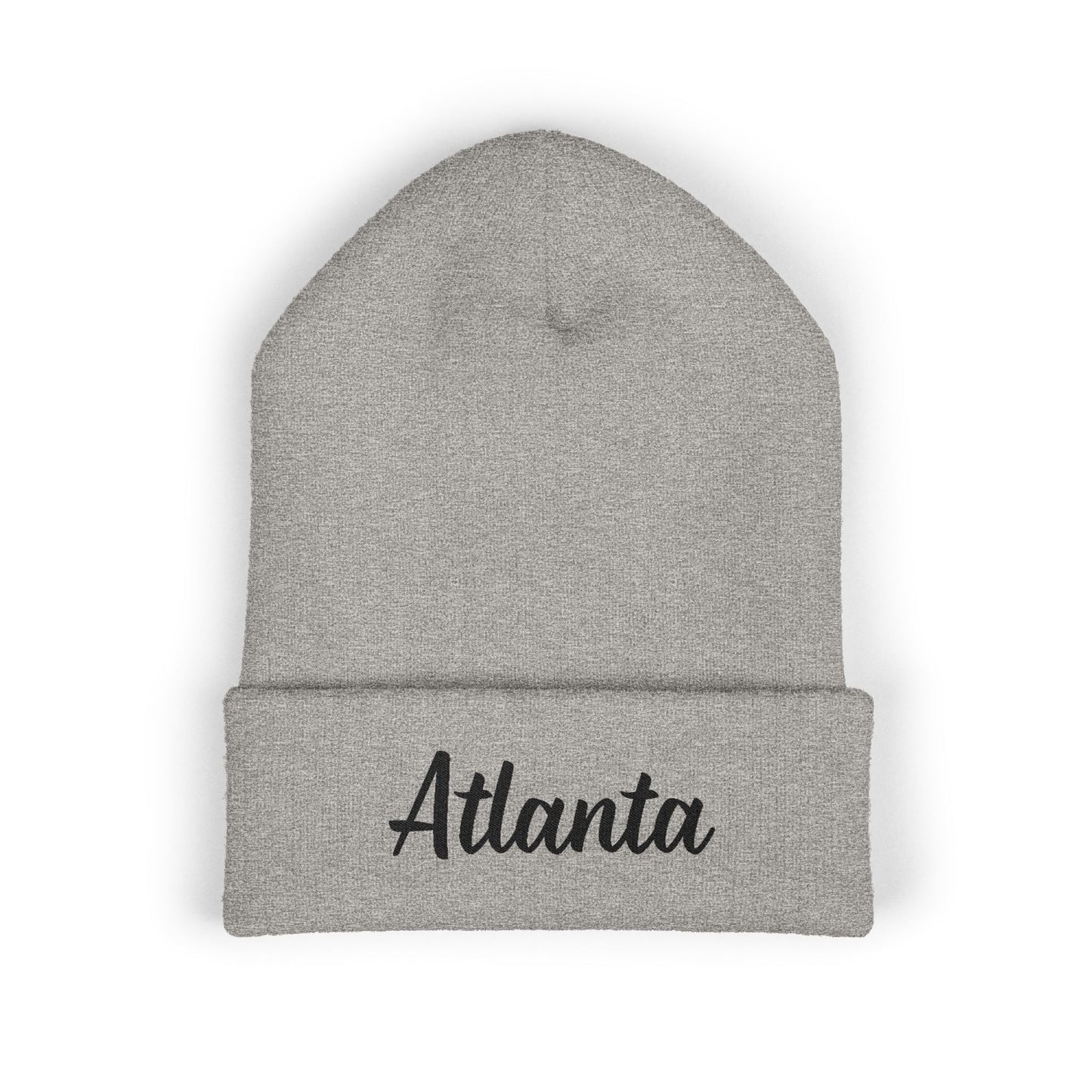 Atlanta Embroidered Cuffed Beanie — Classic Script Knit Hat