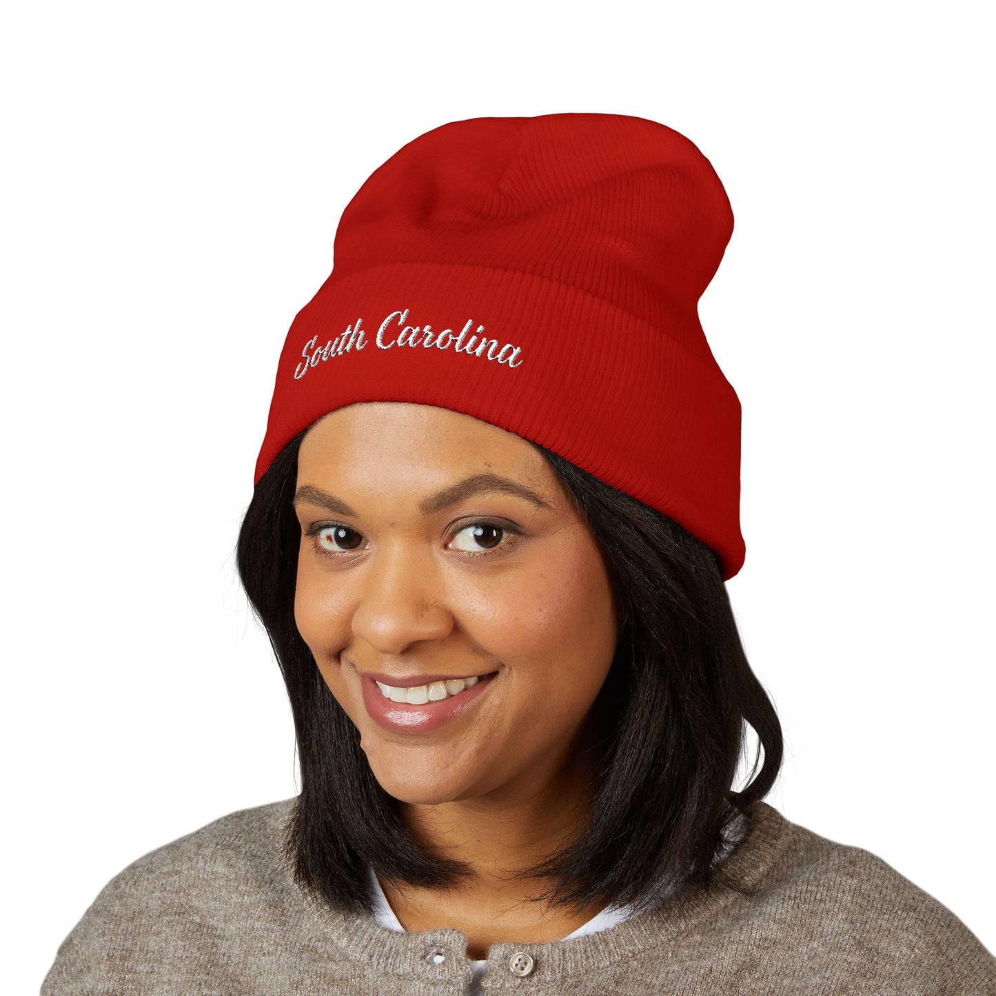 South Carolina Embroidered Cuffed Beanie - Classic State Script Knit Cap
