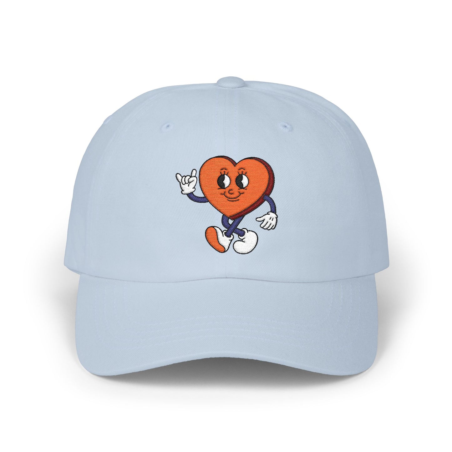 Heart Character Dad Cap — Cute Vintage Cartoon Heart Embroidered Hat