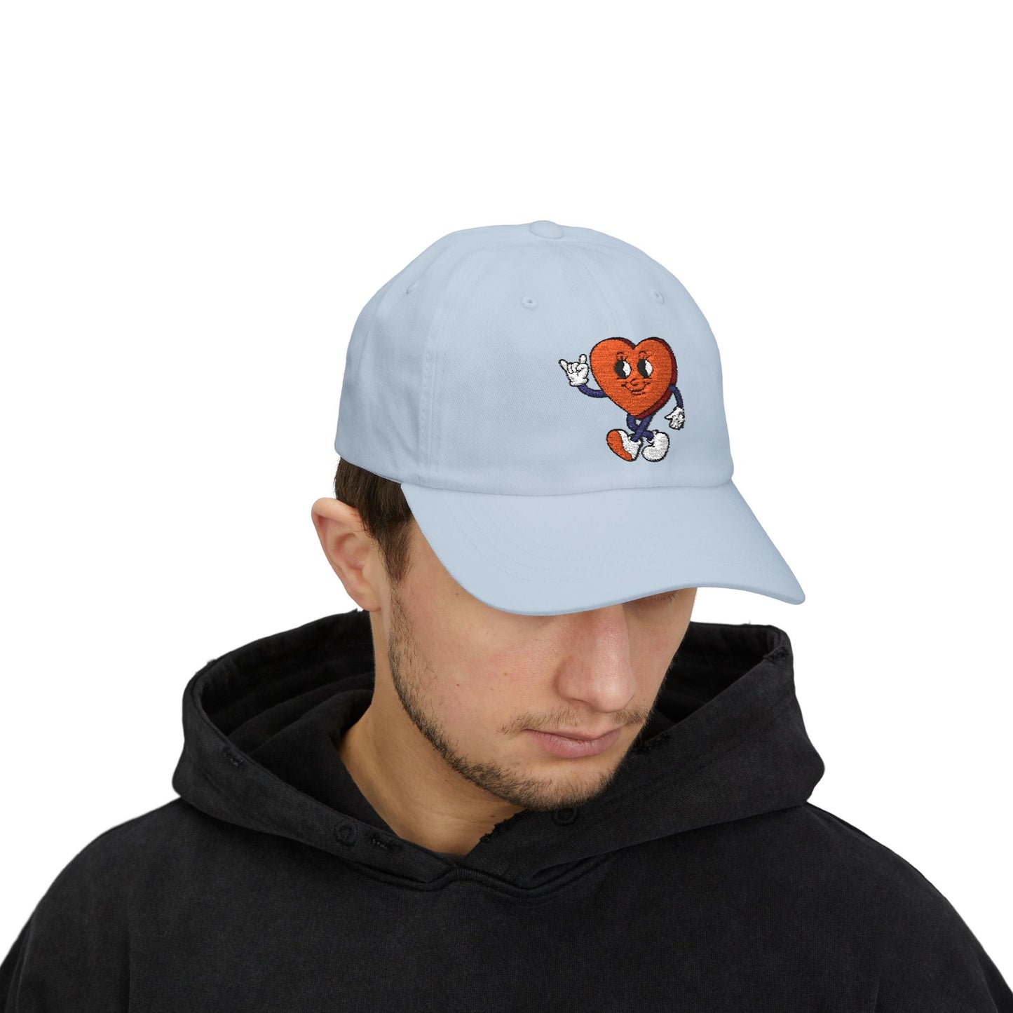 Heart Character Dad Cap — Cute Vintage Cartoon Heart Embroidered Hat
