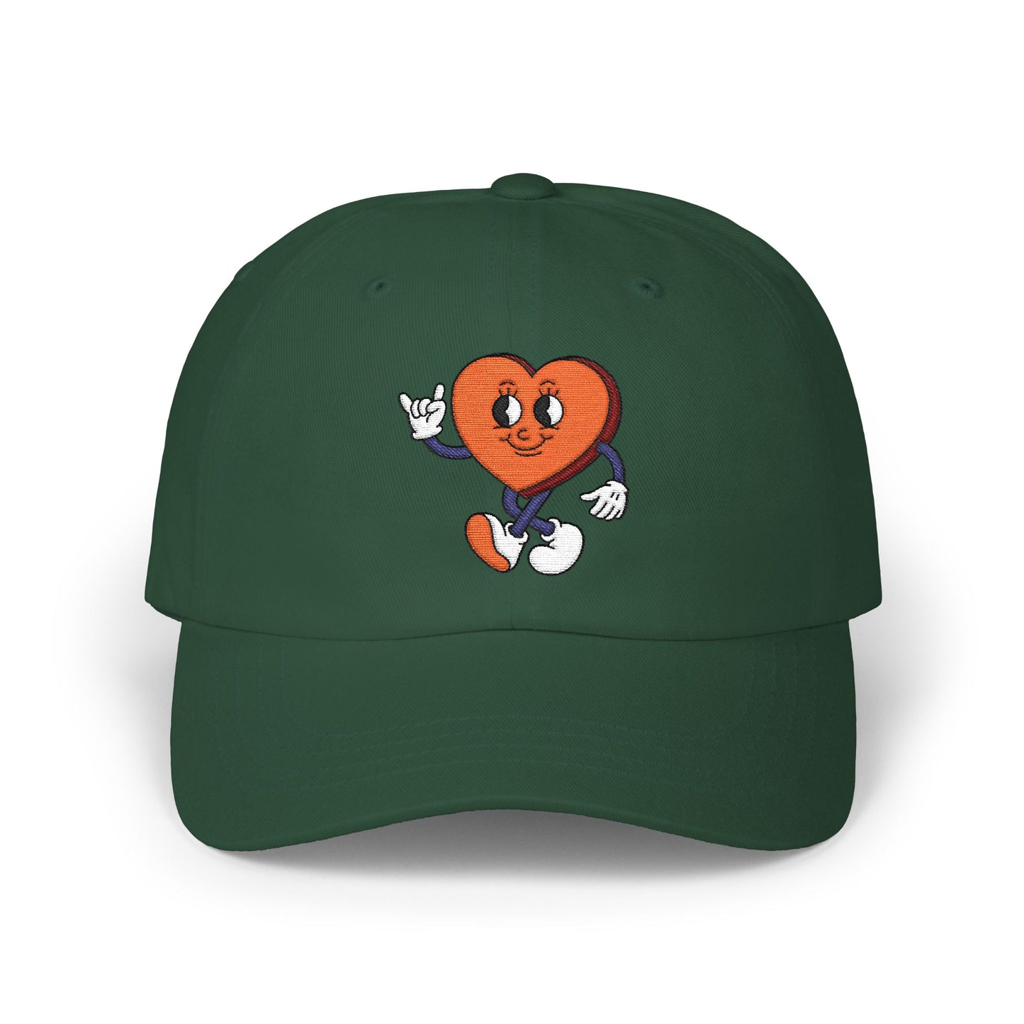 Heart Character Dad Cap — Cute Vintage Cartoon Heart Embroidered Hat