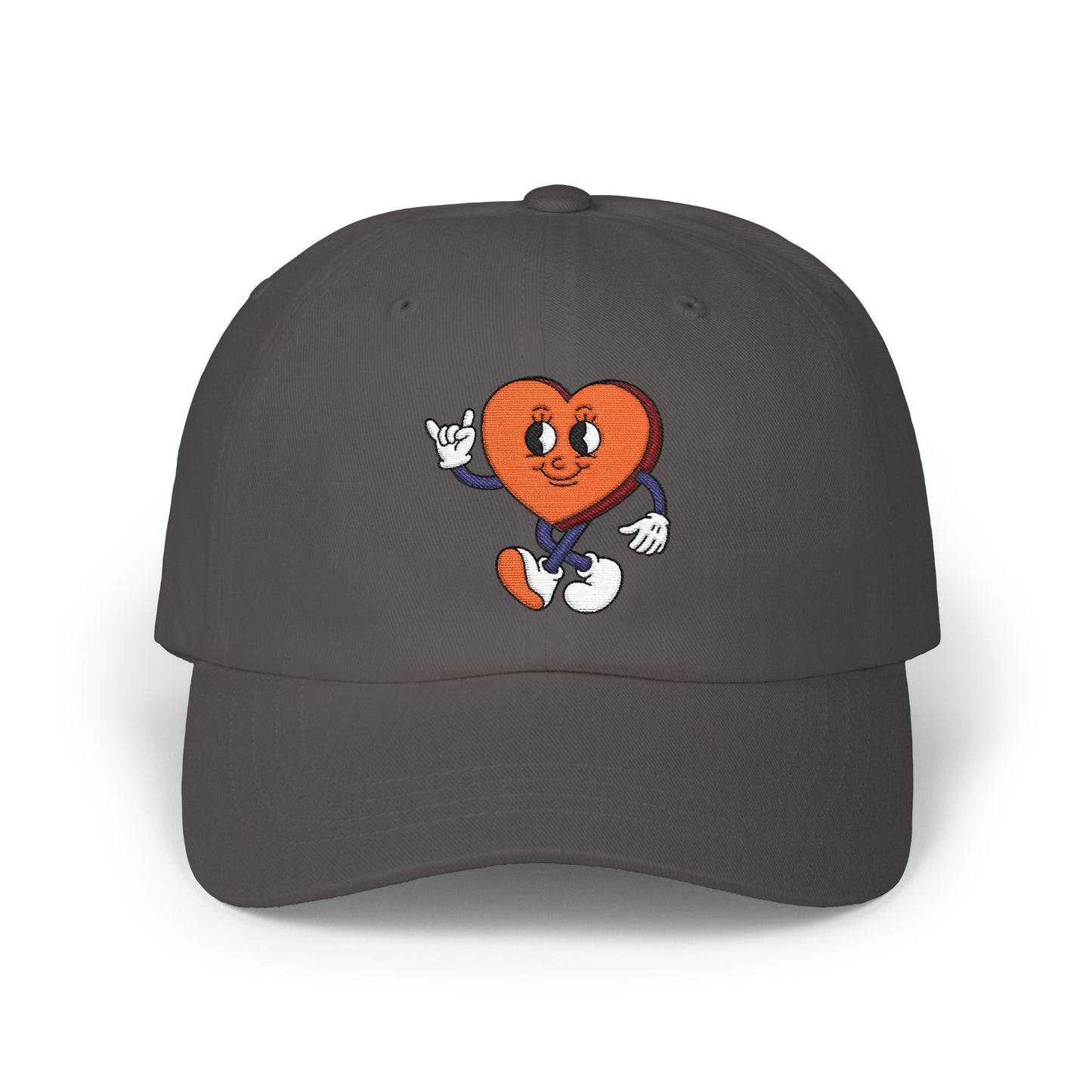 Heart Character Dad Cap — Cute Vintage Cartoon Heart Embroidered Hat