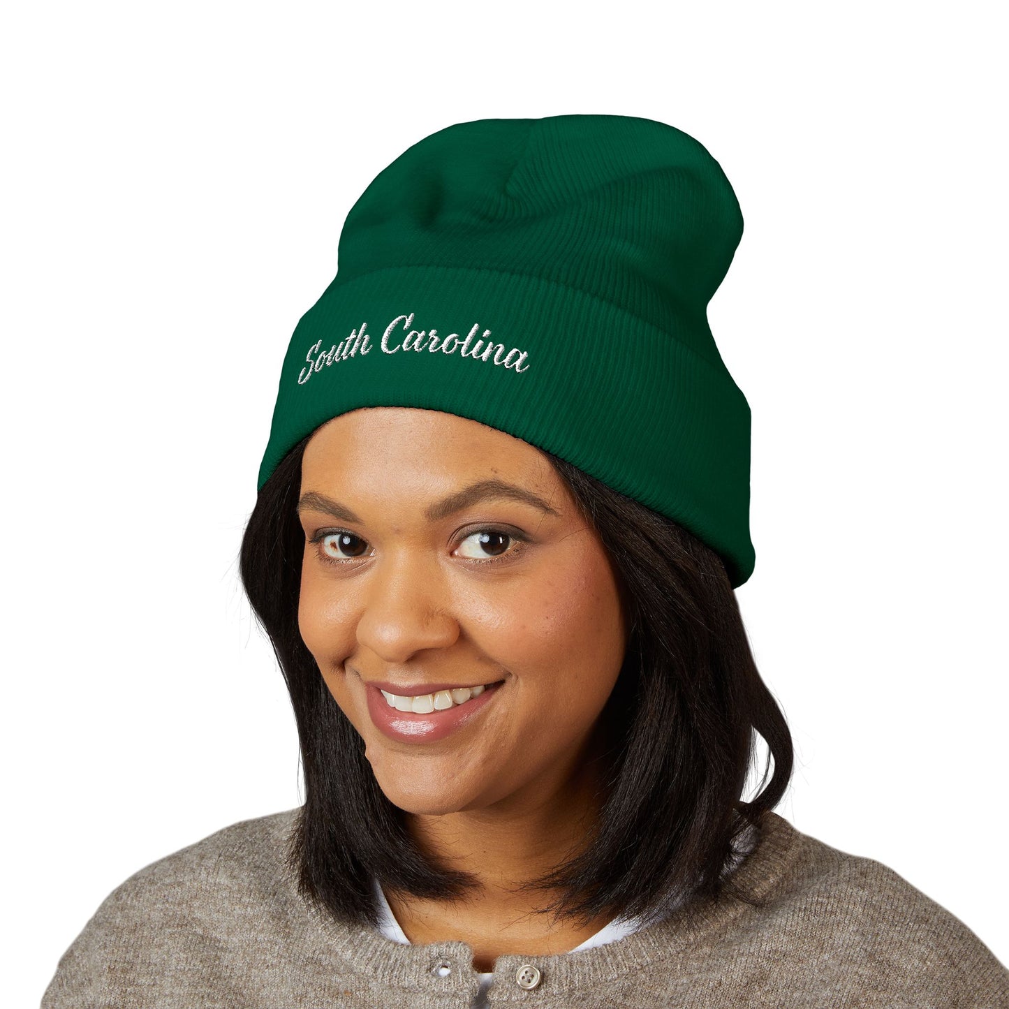 South Carolina Embroidered Cuffed Beanie - Classic State Script Knit Cap