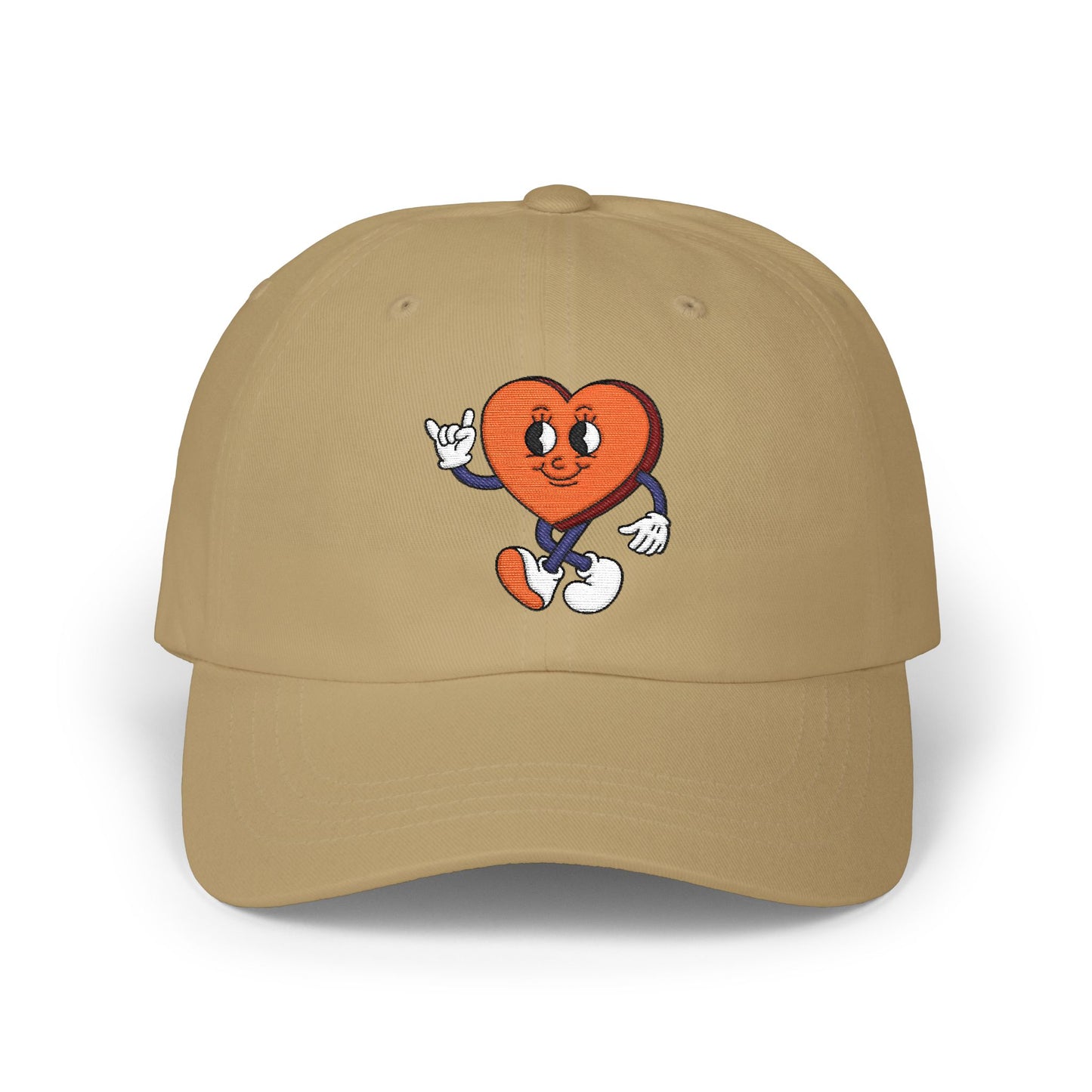 Heart Character Dad Cap — Cute Vintage Cartoon Heart Embroidered Hat