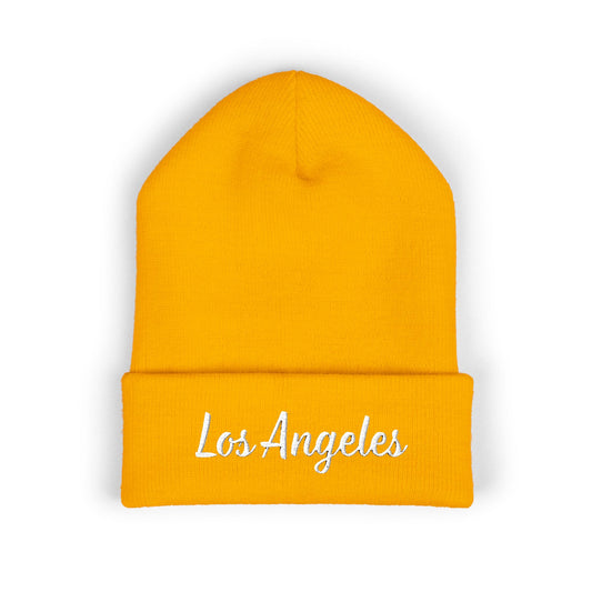 Los Angeles Embroidered Cuffed Beanie – Classic Knit Winter Hat