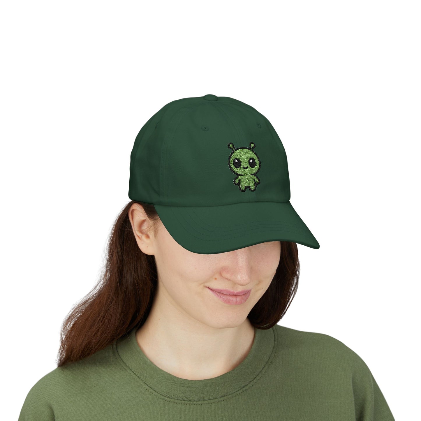 Alien Embroidered Dad Cap Cute Green Alien Baseball Hat