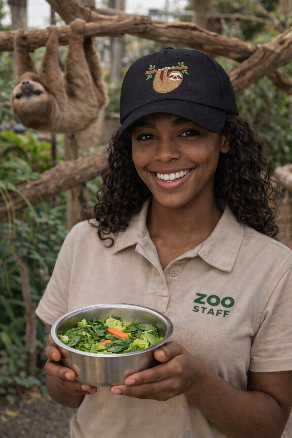 Sloth Embroidered Dad Cap  Cute Hanging Sloth Baseball Hat