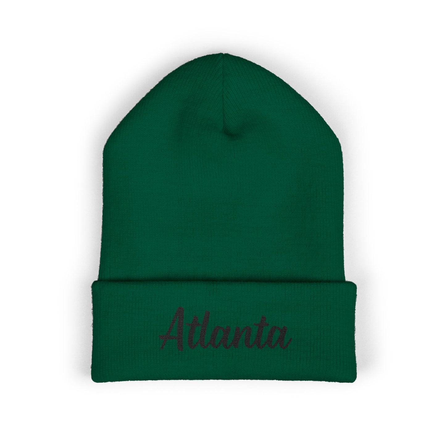 Atlanta Embroidered Cuffed Beanie — Classic Script Knit Hat