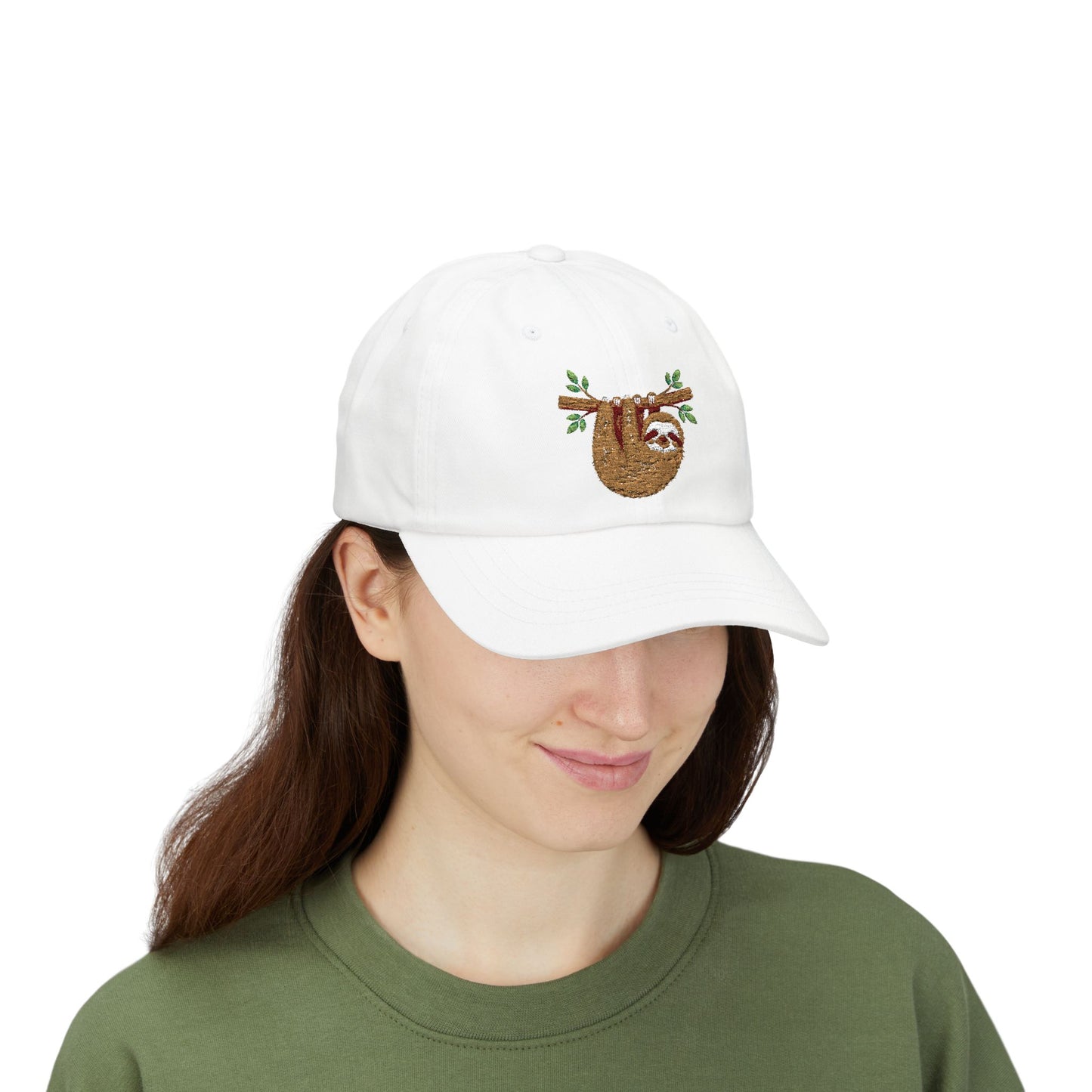 Sloth Embroidered Dad Cap  Cute Hanging Sloth Baseball Hat