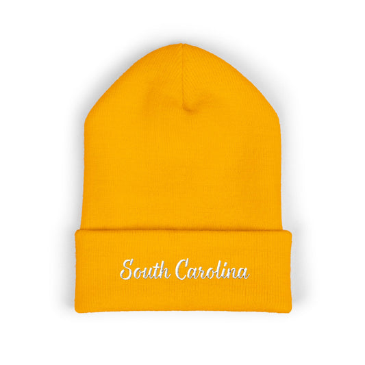 South Carolina Embroidered Cuffed Beanie - Classic State Script Knit Cap