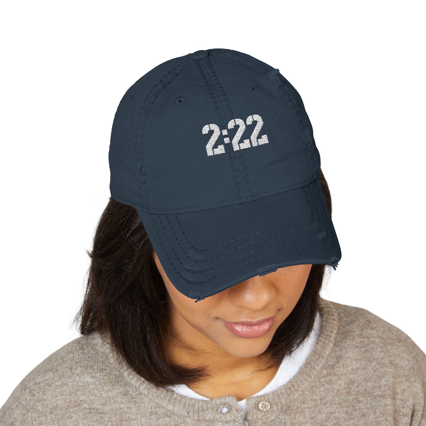 2 22 Embroidered Dad Hat Distressed Baseball Cap