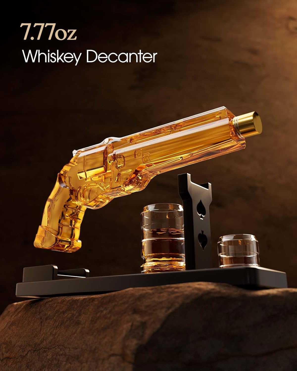 Gun Whiskey Decanter Sets for Men, Kollea Liquor Decanter Set with Gun Shot Glass, Unique Birthday Gifts for Men Dad, Cool Anniversary Christmas Gift for Him Husband, Dispenser for Bar Drinking Party