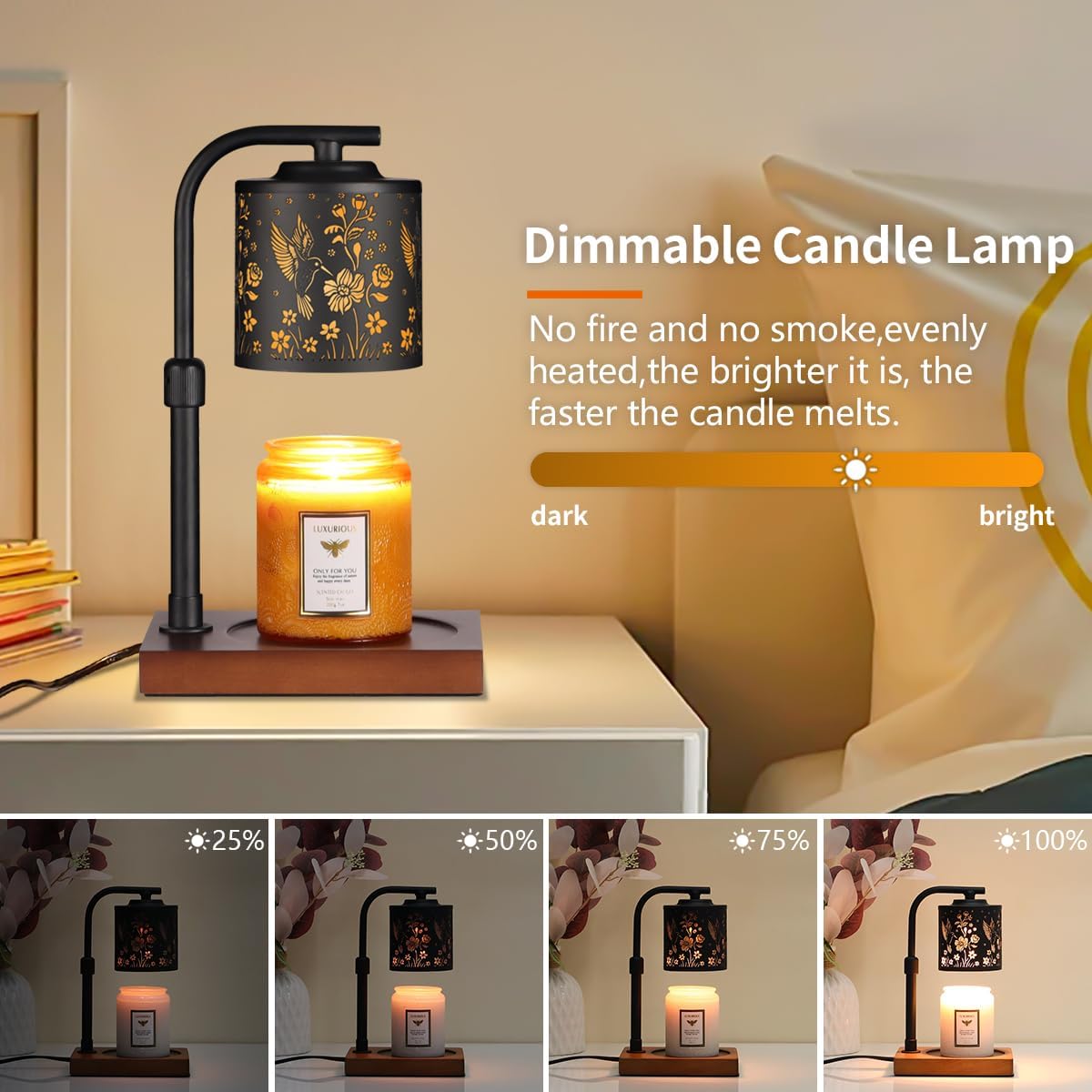 Candle Warmer Lamp with Adjustable Height Dimmable for New Home Decor Electric Candle Warmer for Jar Candles Birthday Gifts for Women Mom(Hummingbird)