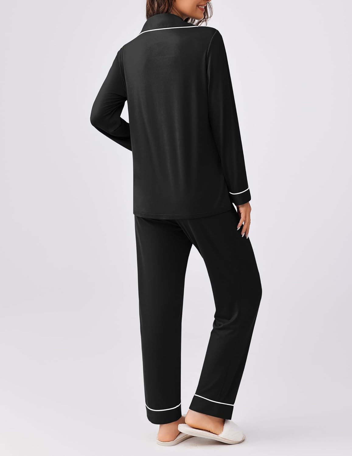 Ekouaer Womens Pajamas Set 2 Piece Button Down Pjs Soft Long Sleeve Top and Pants Sleepwear Set Lounge Sets