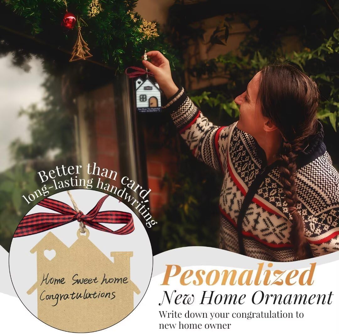 Synhonty New Home Gift Ideas Basket, 11 Pcs: Bamboo Serving Board, Wooden Decoration, Soy Candle, Towels & More - White