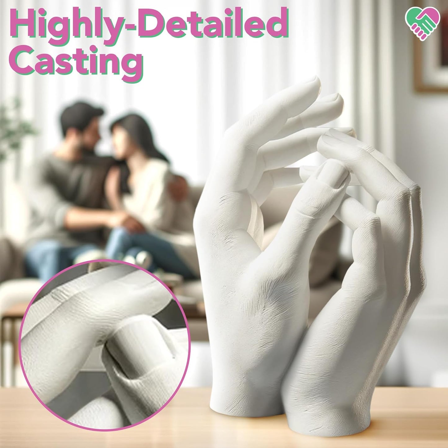 Luna Bean Hand Casting Kit – The Original Hand Mold Kit for Couples – Valentines Day Gifts for Her and Him - Anniversary Engagement Gifts for Women Men Mom Wife Boyfriend Girlfriend Wedding Bridal
