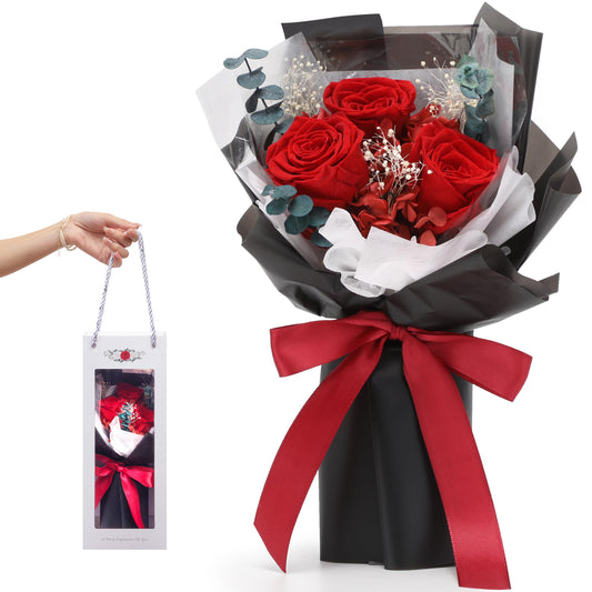Flowers for Delivery Prime, Preserved Roses Flower Gifts for Women, Flower Bouquet Gifts for Her, Mom Birthday Gifts from Daughter, Valentines Flowers, Real Roses, Red Roses