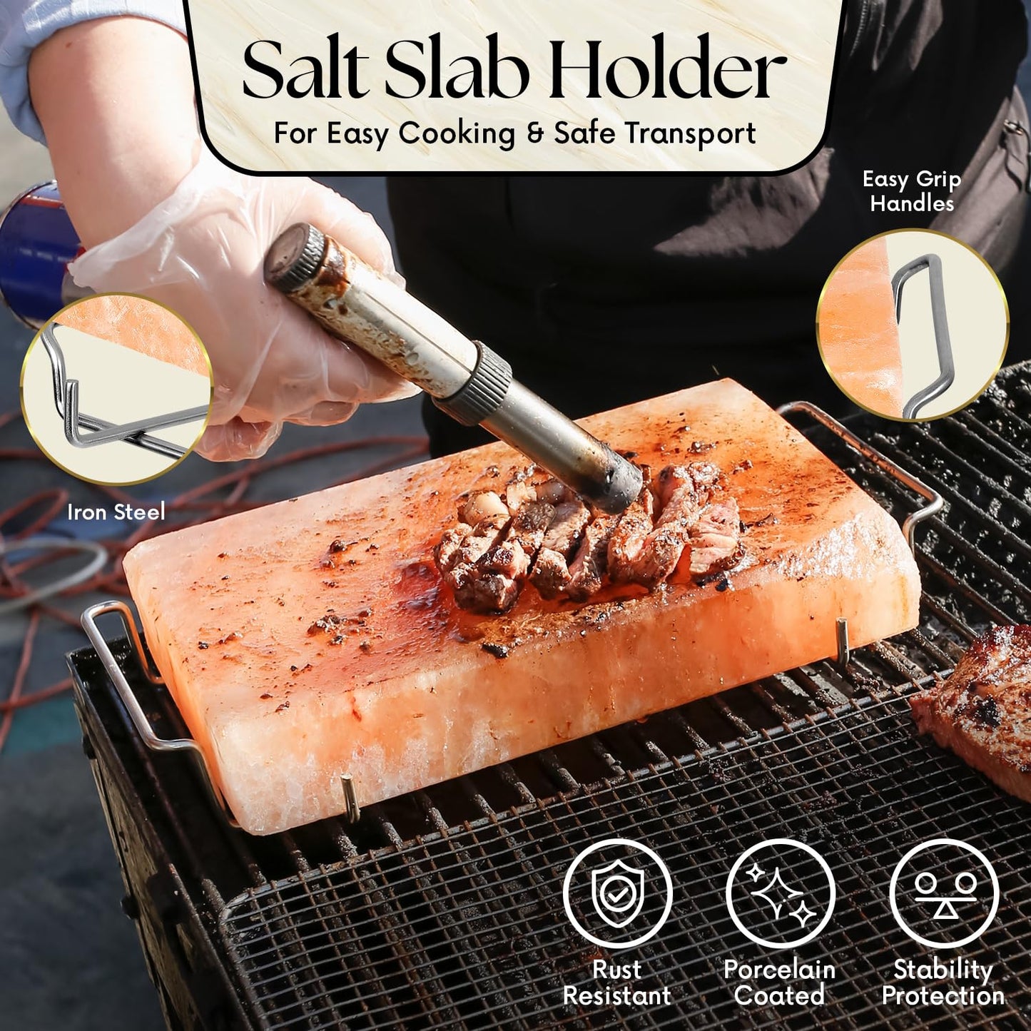 UMAID Himalayan Salt Block For Grilling, Cooking, Cutting and Serving,12X8X1.5 Food Grade Himalayan Pink Salt Stone on Stainless Steel Plate & Recipe Booklet, Unique Gifts for Men, Women, Chef, Cooks