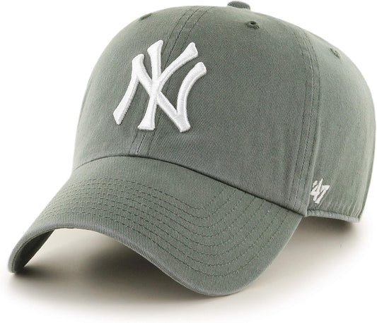 47 Brand MLB Moss Green Primary Logo Clean Up Adjustable Strap Baseball Cap Hat, Adult One Size Fits All