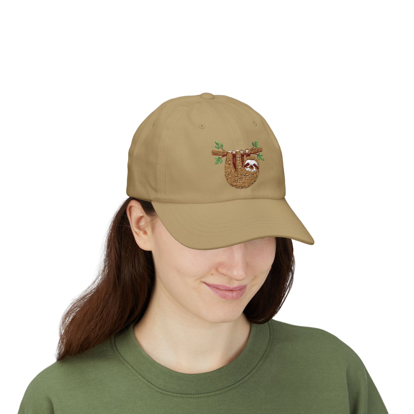 Sloth Embroidered Dad Cap  Cute Hanging Sloth Baseball Hat