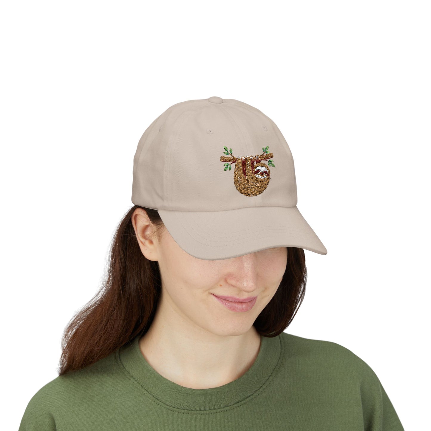Sloth Embroidered Dad Cap  Cute Hanging Sloth Baseball Hat