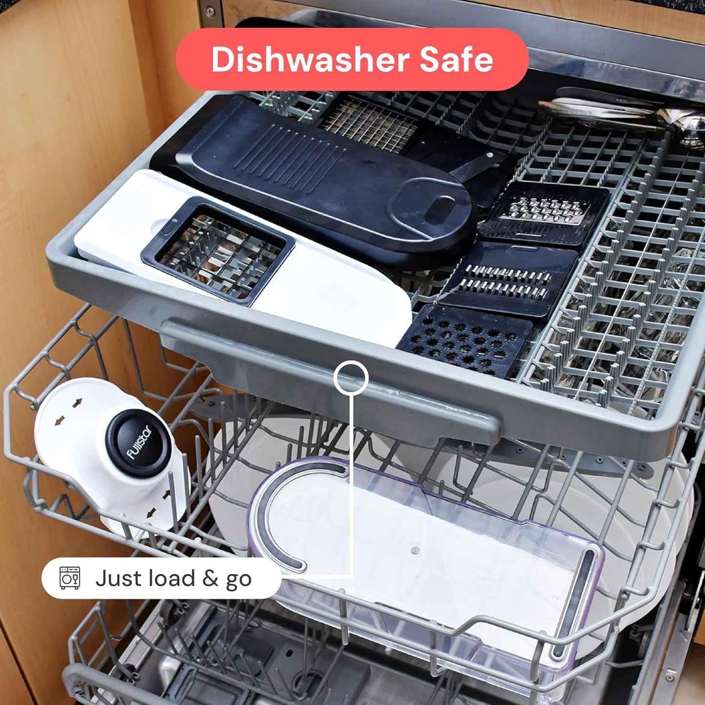 Fullstar Mandoline Slicer for Kitchen - Vegetable Chopper, Onion Potato Food Veggie Fruit Slicer and Cutter with Container, Kitchen Gadgets & Gifts, Home Essentials (6-in-1, White/Black)