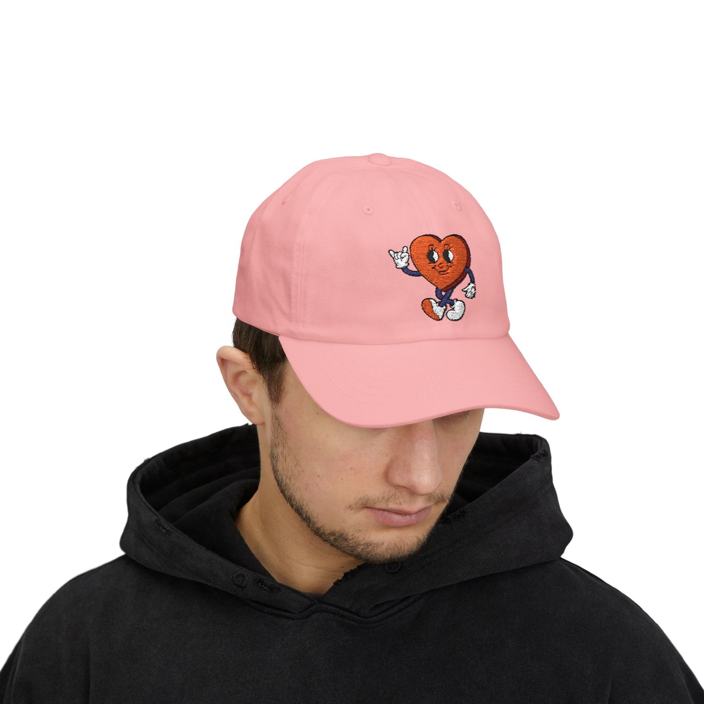 Heart Character Dad Cap — Cute Vintage Cartoon Heart Embroidered Hat