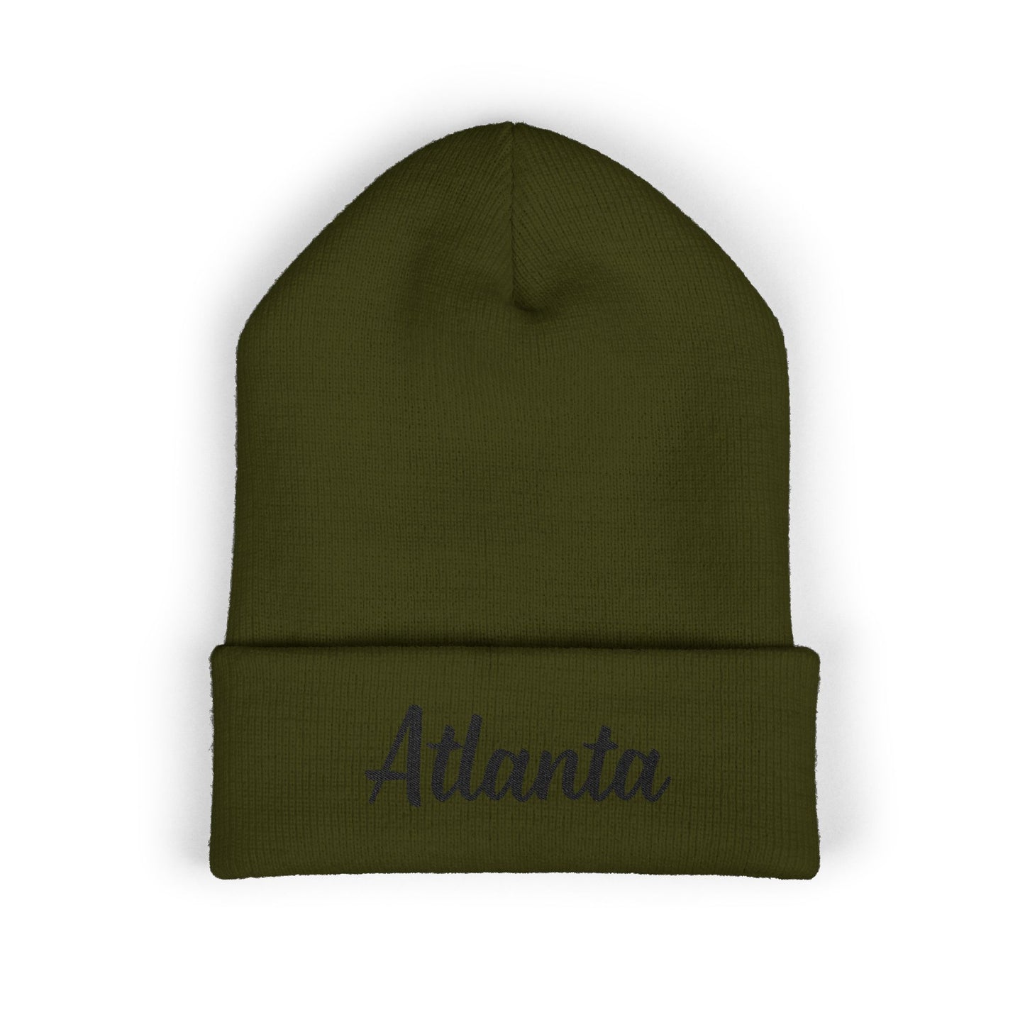 Atlanta Embroidered Cuffed Beanie — Classic Script Knit Hat