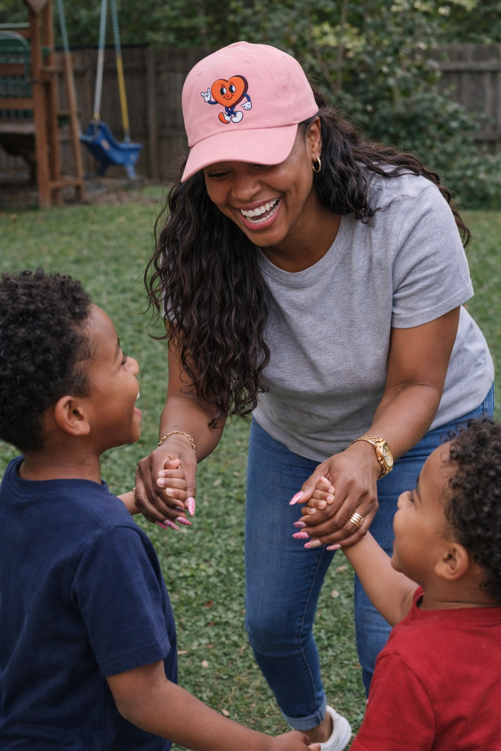 Heart Character Dad Cap — Cute Vintage Cartoon Heart Embroidered Hat
