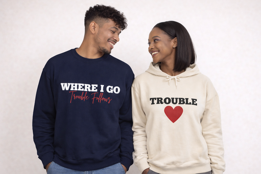 Trouble Heart Sweatshirt — Cute Graphic Crewneck for Valentine’s Day