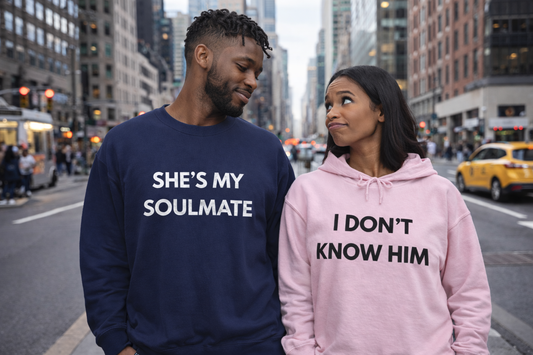 Crewneck Sweatshirt — "I Don't Know Him" Minimalist Statement Pullover