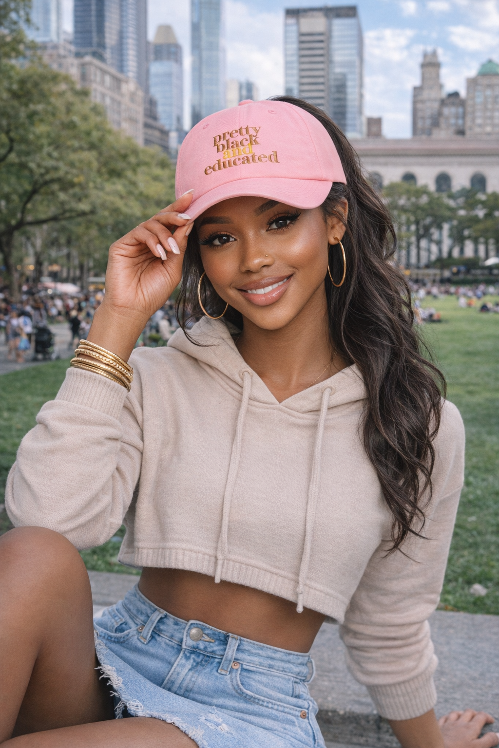 Dad Cap — "Pretty Black and Educated" Gold Script Hat